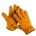 thumbnail image 2 of Guantes de trabajo de cuero Guante de jardinería de piel de vaca resistente para corte de madera/construcción/conducción/jardín para hombres y mujeres 1 par (dorado), 2 of 4