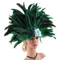 thumbnail image 1 of Tocado de plumas para mujer, accesorio fotográfico, tocado de carnaval para festivales de Halloween verde, 1 of 8