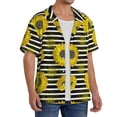 thumbnail image 2 of Goofa Sunflowers On Black And White Stripes Printed Men's Casual Short-sleeved Shirt,Lightweight Breathable Button-down,Summer Casual men's top,Versatile Fashion shirt-4X-Large, 2 of 7