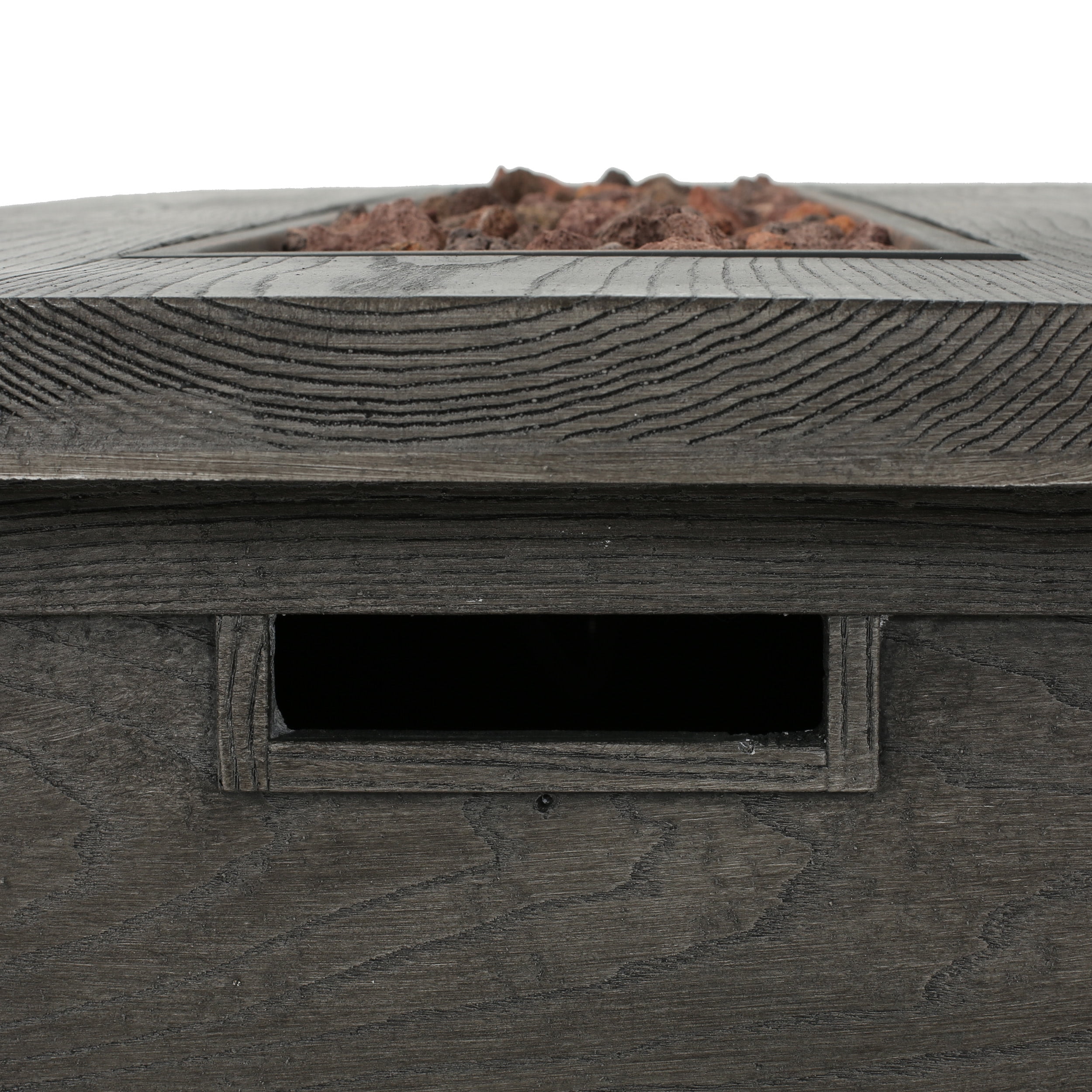 Sorrento Lightweight Concrete Outdoor 50,000 BTU Rectangular Fire Pit (No Tank Holder), Gray Wood Pattern