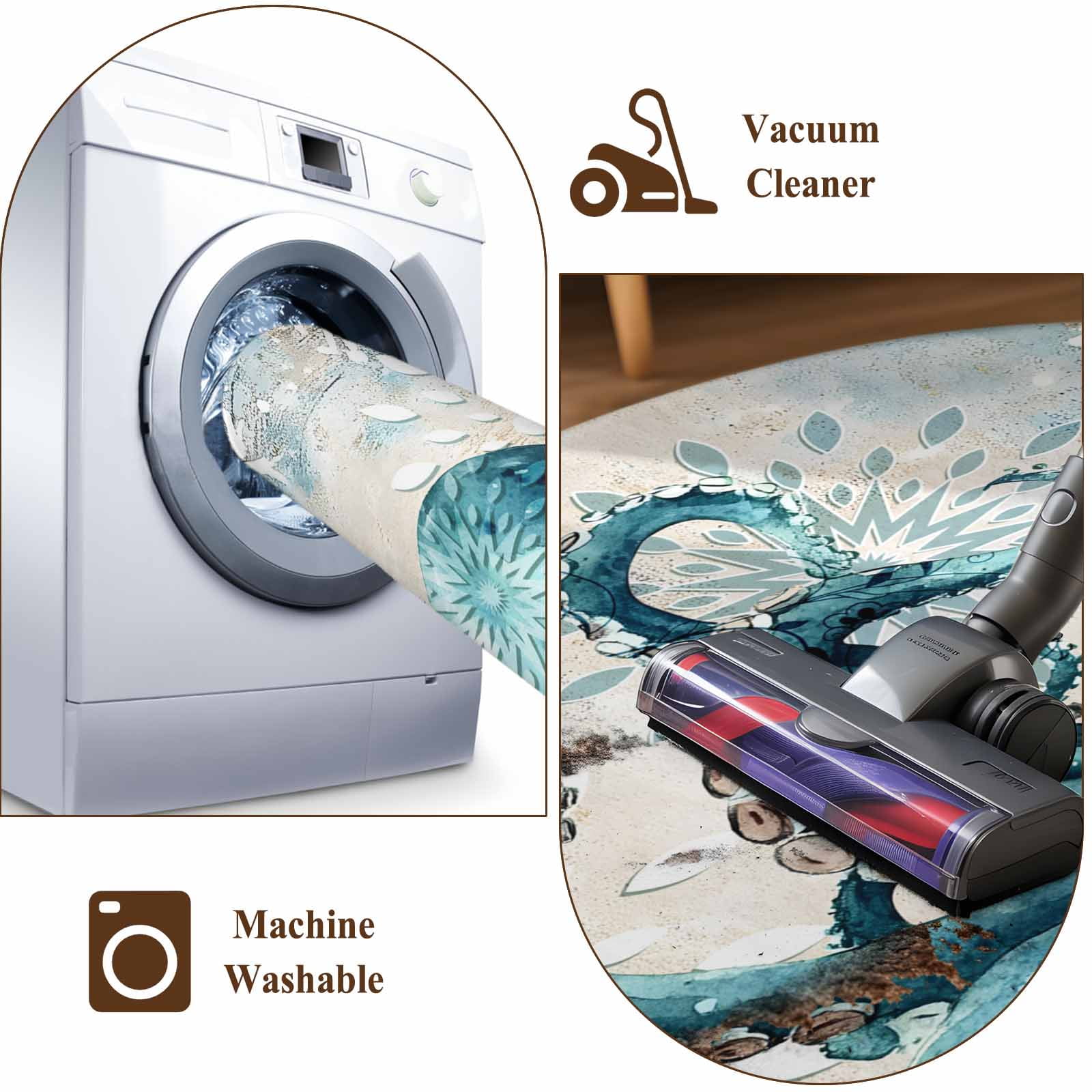 Teal Octopus Coastal Area Rugs 8x10 for Living Room, Summer Beach Vintage Nautical Non Slip Washable Rug Runner, Low Pile Indoor Floor Carpet Mat Bathroom Rugs for Bedroom, Kids Room