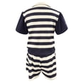 thumbnail image 4 of Women's Shorts Suits 2 Piece Striped Ruffle Short Sleeve Polo V Neck Shirts Outfits Lightweight Summer Casual Vacation Loose Sets, 4 of 5