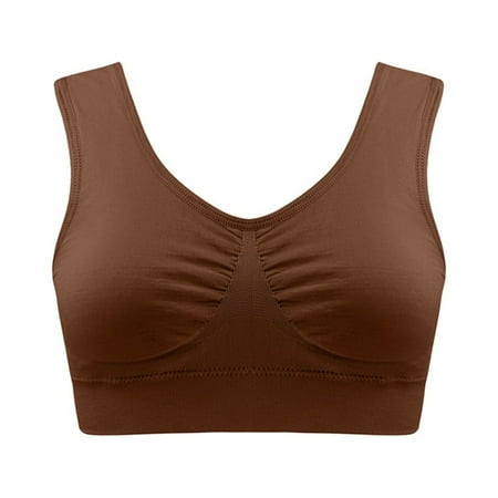 LbsKUS Summer Savings Women s Plus Size Tank Top Bras Cami Sports Bra Comfortable Wireless Everyday Bralettes Workout Yoga Athletic Exercise Push Up Seamless Underwear Coffee XL