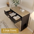 thumbnail image 6 of Faceket Wooden Ventilated Cat Litter Box Furniture with Scratching Board Doors and Drawer, Black, 6 of 7