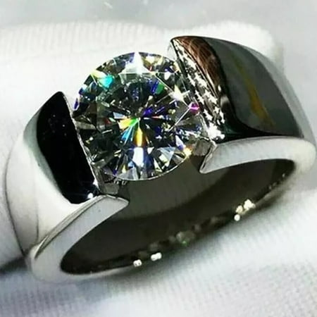 2.00 Ct Round Cut Moissanite Engagement Men's Ring Real 925 Sterling Silver