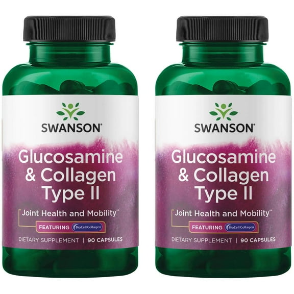 Swanson Glucosamine & Collagen Type II - Featuring BioCell Collagen 90 Capsules (2 Pack)