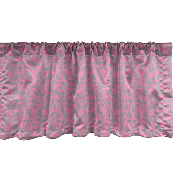 Ambesonne Floral Window Valance, Big Grey Flowers Petals, 54" X 12", Pink and Grey
