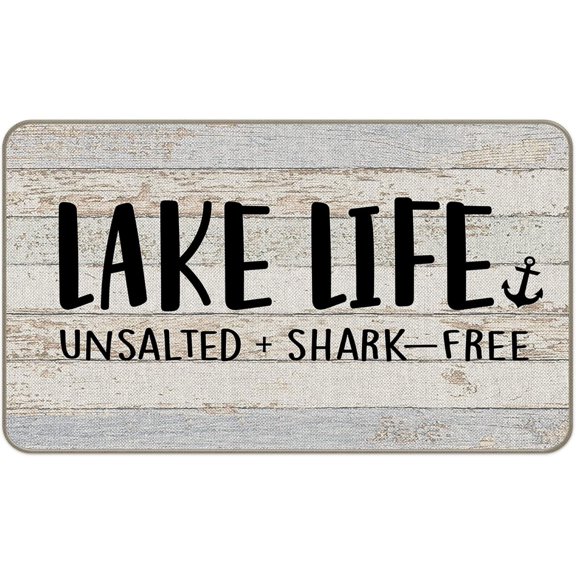 Lake Life Anchor Unsalted   Shark - Free Mats for Front Door Entry Front Porch Doormat Non-Slip Carpet Rugs Floor Mat Decorative for Home Bathroom Kitchen Indoor 16x24 Inch