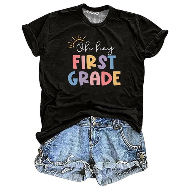 LUOGENLI T-shirts pour Femme pour Femmes T-Shirt Décontracté à Lettres Graphique Col Rond Manches Courtes T-Shirt Haut 4TG T-shirts pour Femmes T-shirts Graphiques Saint-Valentin Noir P