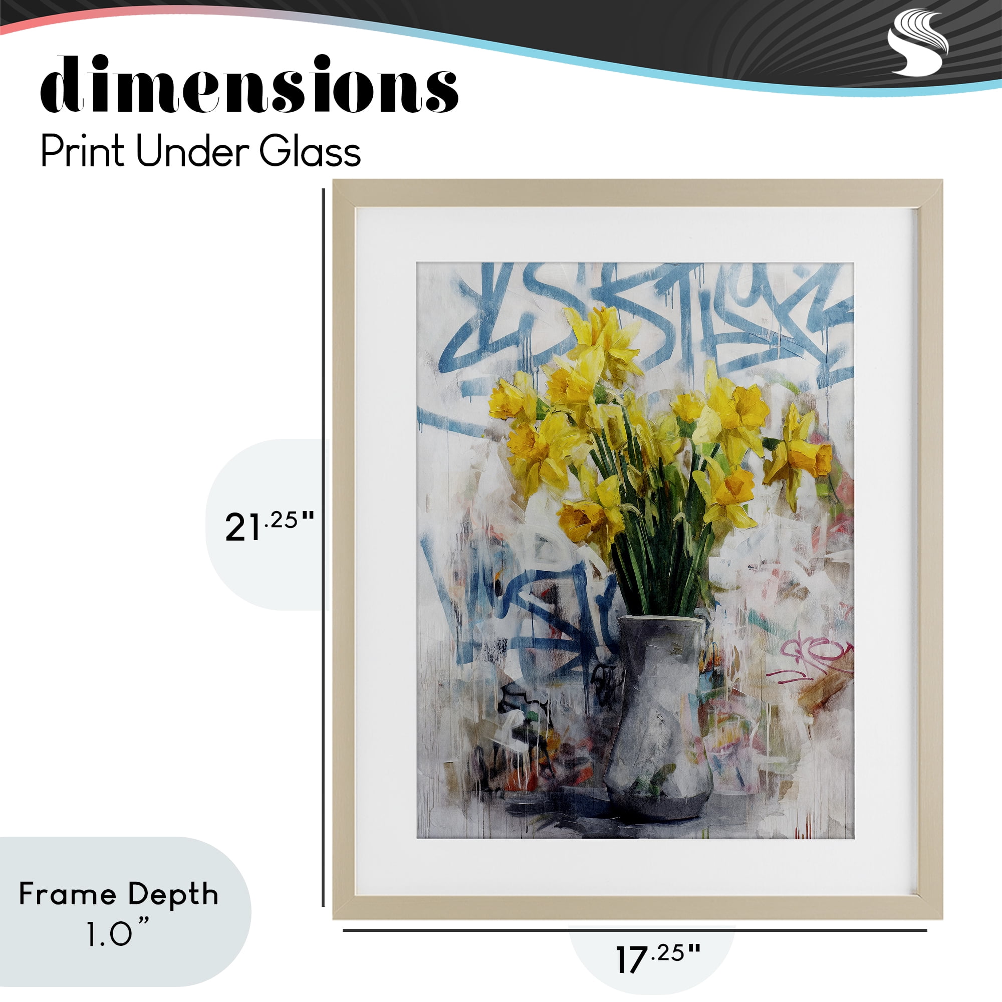 Stupell Industries Color Clash Daffodils & Graffiti Birch Framed Print Under Glass, design by Svetlana Aleynikova
