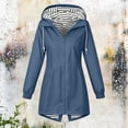 thumbnail image 5 of FDGIU Women's Striped Lined Mid Length Hooded Windbreaker Jacket, Full Zip Elastic Cuff Lightweight Outer Coat with Side Pockets for Spring Fall Outdoor Travel Daily Casual Layering, 5 of 7
