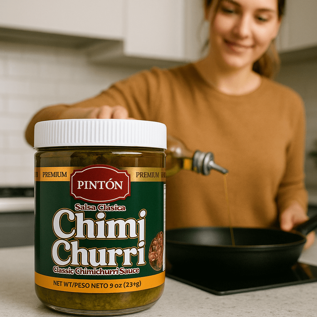 Chimichurri Sauce, 8 oz Jar – Pinton Gourmet Marinade with Parsley, Garlic & Olive Oil.
