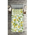 thumbnail image 3 of Ambesonne Nature Quilted Coverlet 2 Pcs, Lemon Woody Romantic, Twin Size, Fern Green Yellow White, 3 of 4