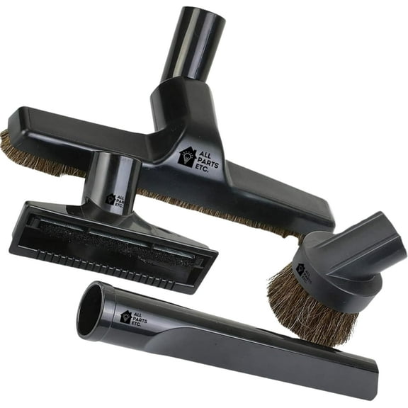 ALL PARTS ETC. Vacuum Attachments for 1.25" Vacuum Accessories, Floor Brush, Dust, Crevice Tool, Upholstery Tool Compatible with Shop Vac, Oreck, Bissell, Hoover Shark, Kirby, Rainbow (4-Pack Basic)