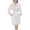 thumbnail image 2 of FRSASU Women's Pajama Dress Solid Color Home Wear V-neck Belt Half Sleeve Pajama Dress White 10(XL), 2 of 5