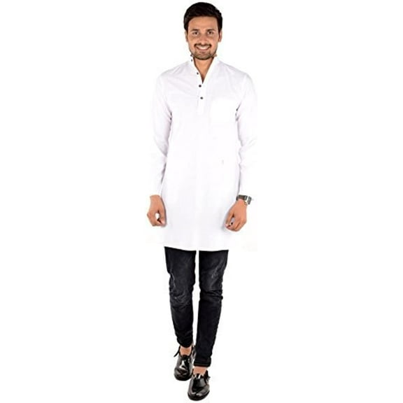 Royal Men's White 100% Cotton Kurta (ONLY Kurta)