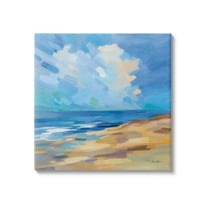 Stupell Industries Abstract Beach Painting Nature Painting Gallery Wrapped Canvas Print Wall Art, 17 x 17