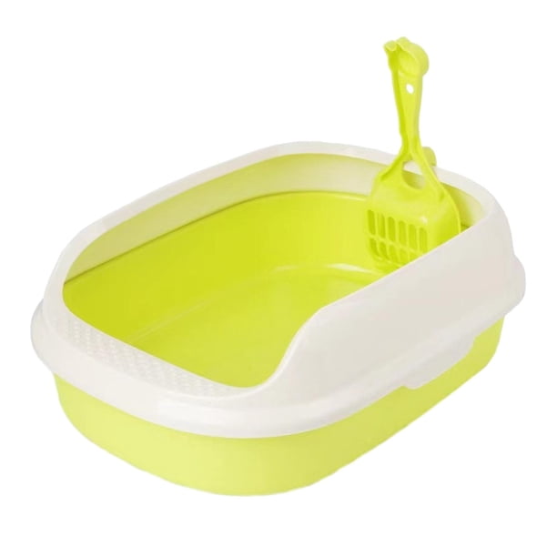 Caja de arena para gatos, orinal, inodoro, arenero portátil para gatos, fácil de limpiar para todo tipo de gatos. Verde