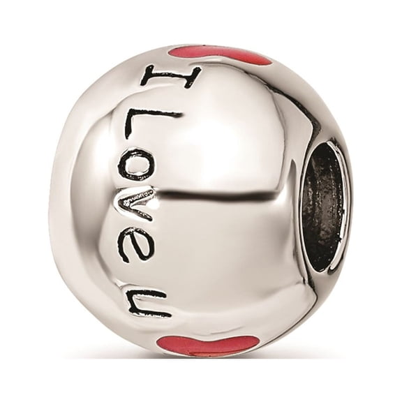 Reflection Beads Sterling Silver Black & Red Enameled I Love You Charm