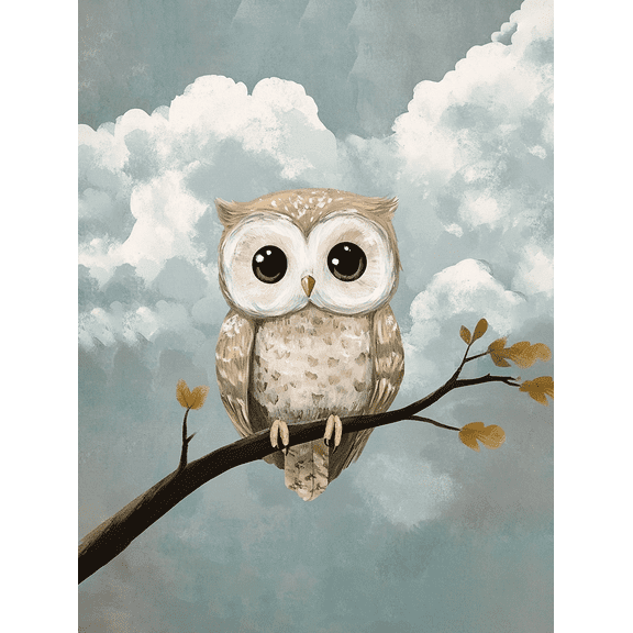 Cute Owl Canvas Painting/Wall Art，Suitable for Living Room，Bedroom，Office，Nursery，and Bathroom Decoration.