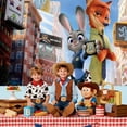thumbnail image 4 of Zootopia Happy Birthday Anime Cartoon Theme Backdrops Banner Birthday Party Decor Supplies(5x3ft), 4 of 5