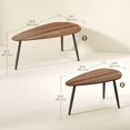 thumbnail image 2 of Industrial Nesting Coffee Table Set - Brown Living Room Tables with Steel Legs & Waterdrop Design - 39.4" x 19.7", 2 of 7