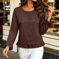 thumbnail image 5 of jjayotai Womens Long Sleeve Shitrs Fall Tshirts Ruffle Flowy Crew Neck Dressy Casual Blouses 2026 Trendy Cute Work Outfits, 5 of 6