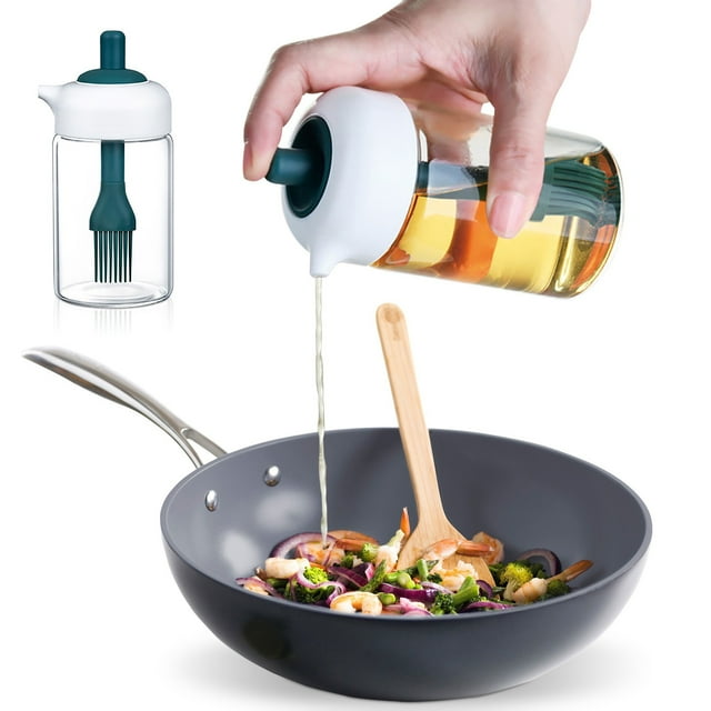Dsscvnef Oil Control Two in One Brush Oil Bottle Barbecue Brush Household Multifunctional Dip Integrated Glass Oil Pot Glass Canisters with Lids Amber 8oz