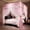 Pink/Whtie, variant on 4 Corners Post Ruffle Princess Bed Canopy Curtain-Double Layer Cozy Drape Netting 4 Opening Mosquito Net for Girls Adults Bedroom Decoration (Double-Black, 53" W*78" L*82"*H/(Full))