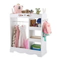 thumbnail image 2 of Ktaxon Kids Dress Up Storage Armoire Wardrobe Dresser Children Costume Organizer Portable Closet with Mirror & 3 Drawers for Bedroom Party Nursery, White, 2 of 11