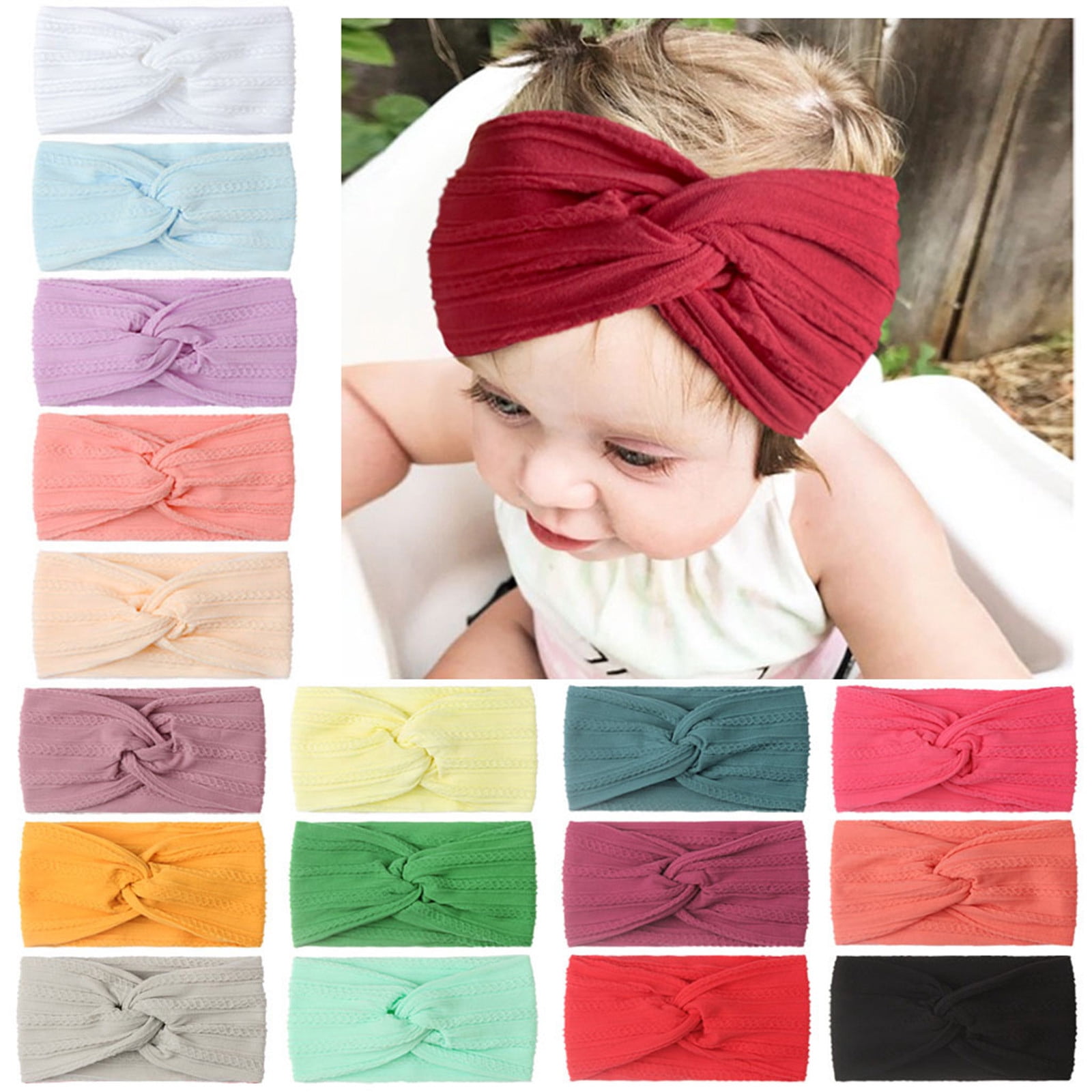 JLMSPLWG 18PCS Baby Nylon Headbands Handmade Jacquard Weave Elastic Headbands for Newborn Non Slip Sweet Fashion Headband Gifts for Baby Girl