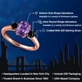 thumbnail image 2 of Gem Stone King 1.69 Ct Oval Purple Amethyst Black Diamond 18K Rose Gold Plated Silver Ring, 2 of 6