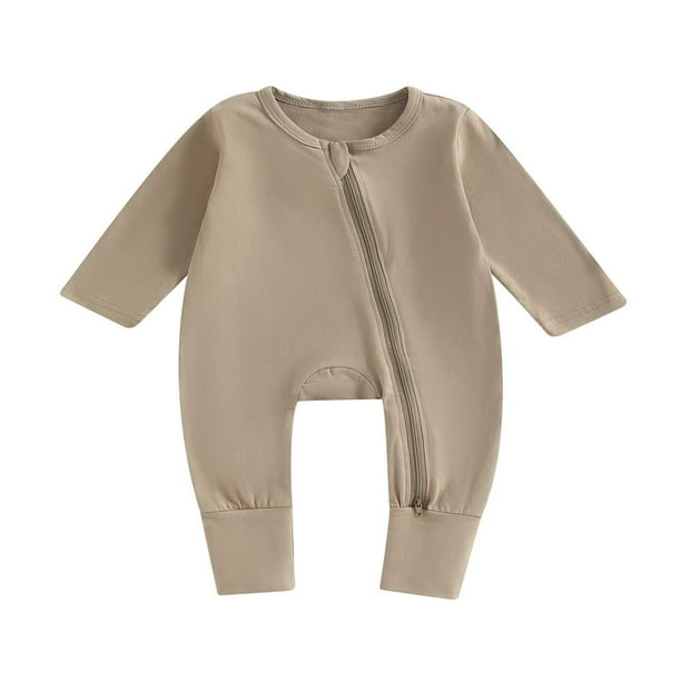 Generic Newborn Baby Romper Pajamas Long Sleeve Crew Neck 2 Way Zipper Footless Jumpsuit Sleeper 12 18 Months Other 12 18months