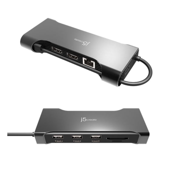 j5create Flexible Ports USB-C Dual 4K60 HDMI Hub Pro 12 in 1, JCD367