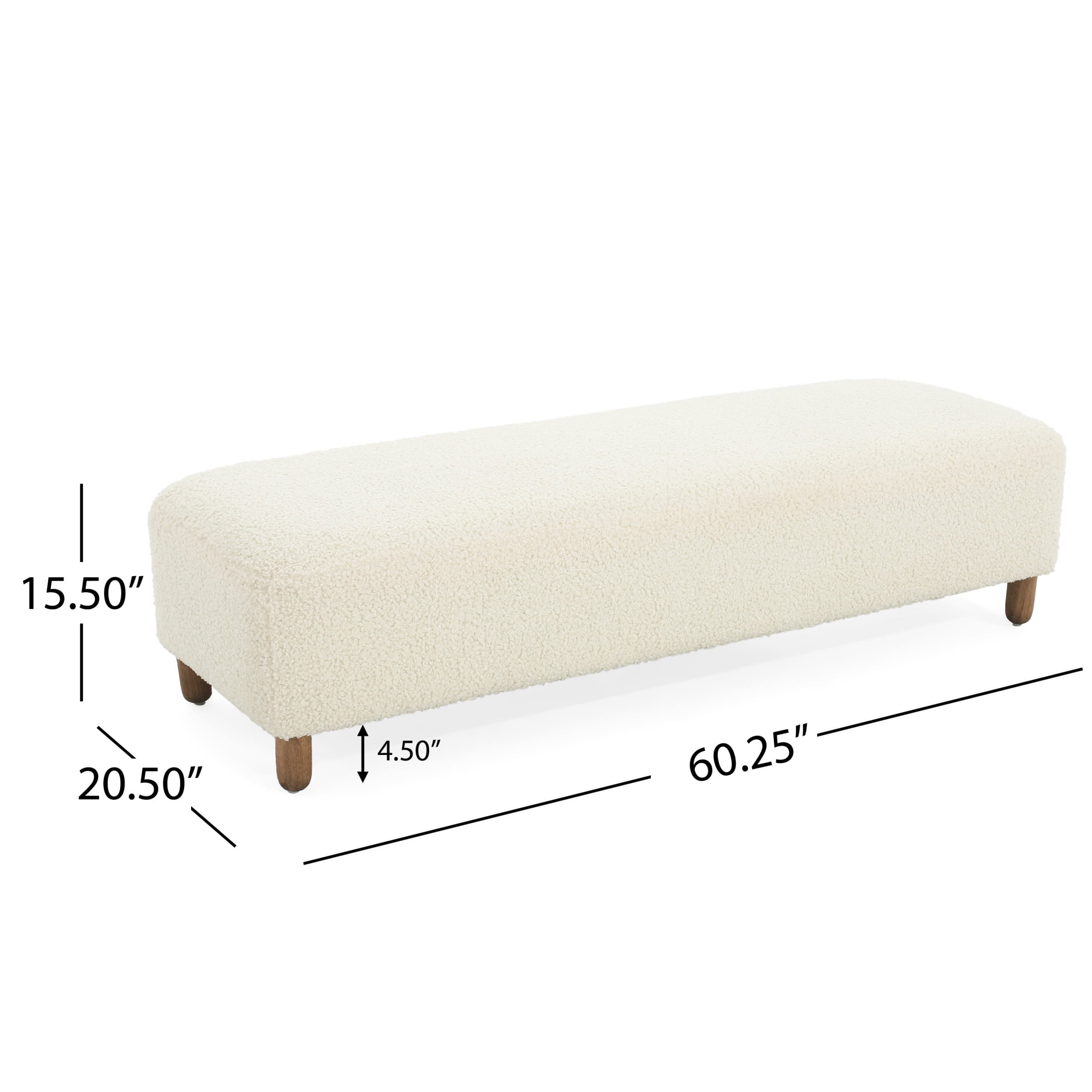 Christopher Knight Home Ryder Modern Upholstered Rectangular Ottoman, Durable Foam Cushion with Solid Wood Legs, White