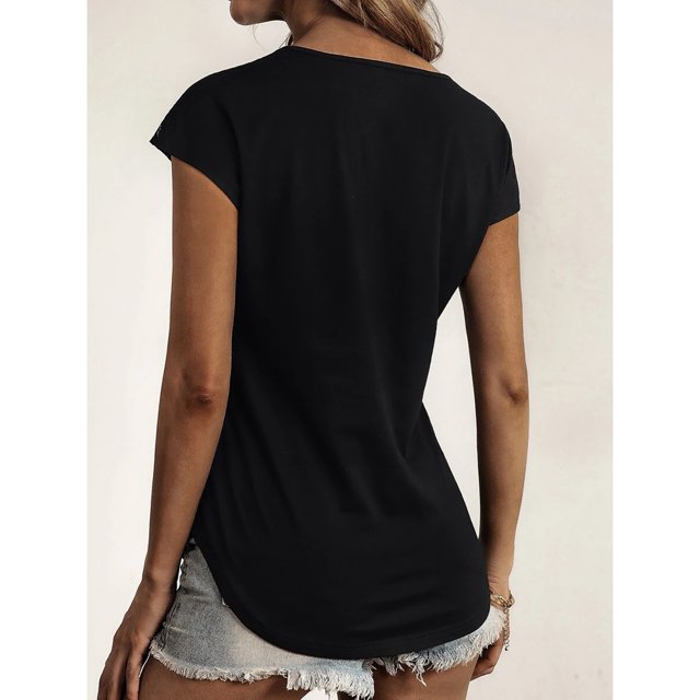 Blusa de encaje Nikou con Cremallera Manga Corta Cuello en V