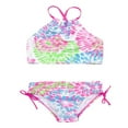 thumbnail image 1 of 2Pcs Kids Girl Tie Dye Bikini Set Fish Scale Ruffle Halter Swimsuit Toddler One Shoulder Bathing Suit Summer Outfits Set, 1 of 6