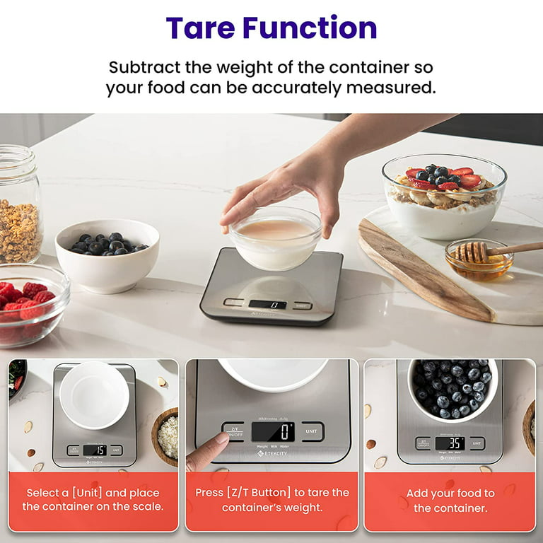 Etekcity Kitchen Scale EK6015, Digital food scale in Grams and Ounces for  Weight Loss, Baking, Cooking, Keto and Meal Prep, with high-precision of  0.04oz/1g, 304 Stainless Steel, 11 lb/5kg, Silver 