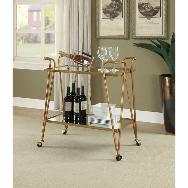 Linon Gold Mid Century Bar Cart Linon Gold Mid Century Bar Cart