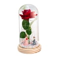 thumbnail image 4 of Regalos de flores de rosas, regalo del Día de San Valentín, adorno de mesa, luz de noche junto a la cama, flor de rosa Artificial para mujeres, mamá, , Propuesta Propuesta de base de madera Macarena luz de mesa, 4 of 8