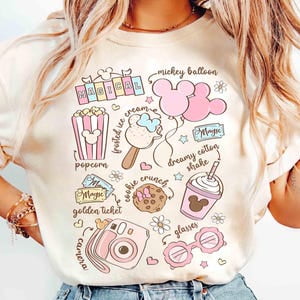 Coquette Disneyland Shirt Magical Disney Snacks T-shirt, Retro Pastel Best Day Ever Tee, Disney World Happiest Place, WDW Girl Trip T-shirt