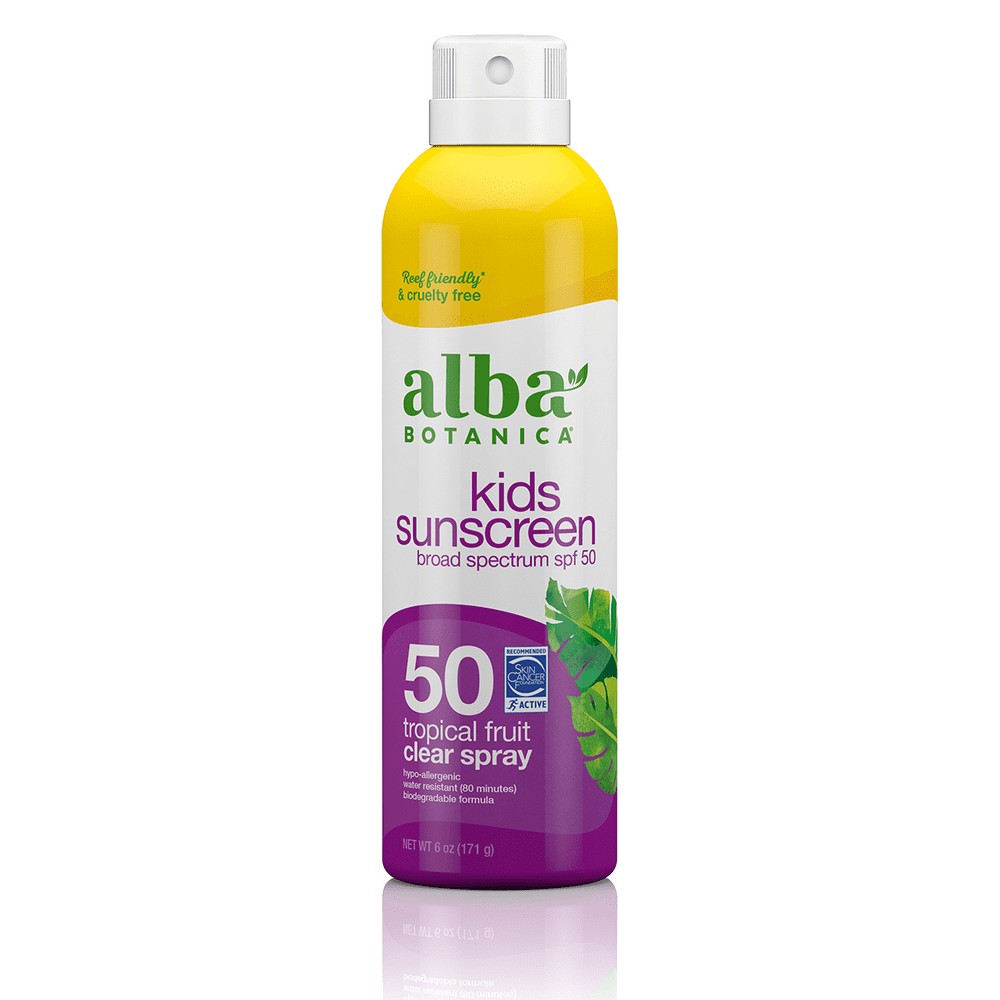 Alba Botanica Kids Sunscreen Clear Spray, Tropical Fruit, SPF 50, 6 oz