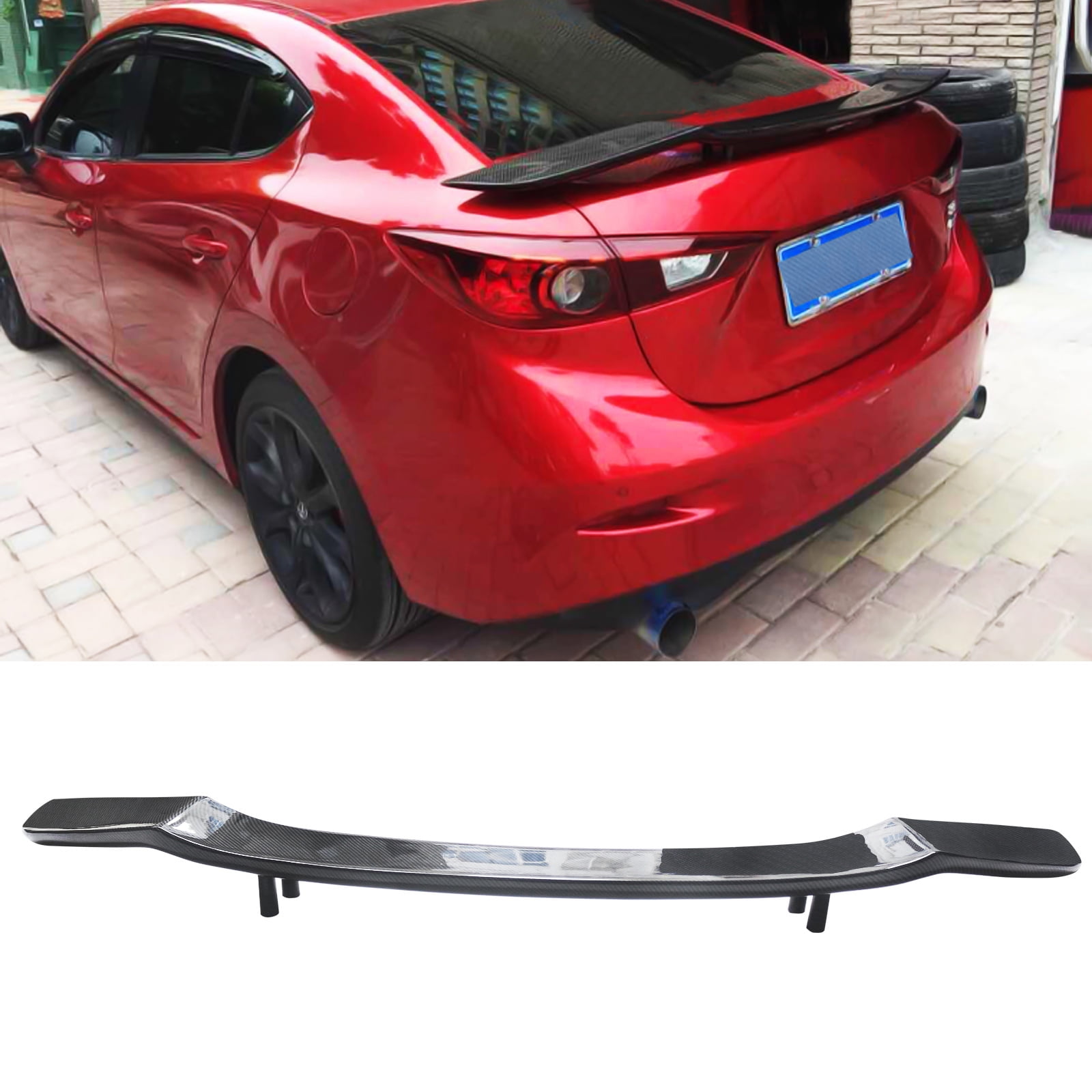 NINTE Rear Trunk Wing Spoiler for Universal Car Carbon Fiber Style Auto Accessories 5 PCS