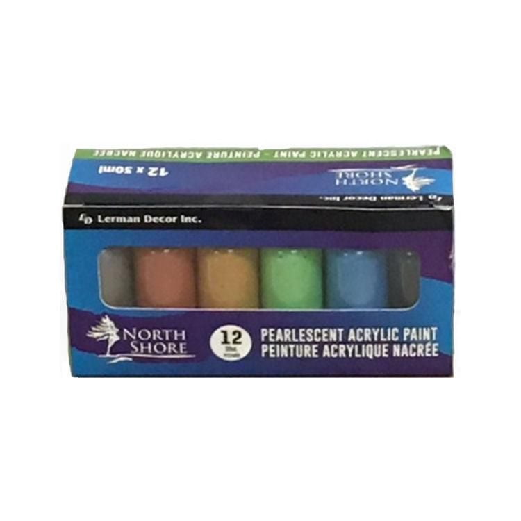 North Shore Pearlescent acrylic paint 12 containers, Pearlescent Paint 12x30ml