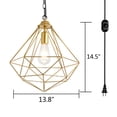 thumbnail image 3 of Kiven Plug in Pendant Light, Vintage Hanging Light Fixture with 15FT Plug in Cord, Iron Chain and On/Off Dimmer Switch E26 Socket, 3 of 7