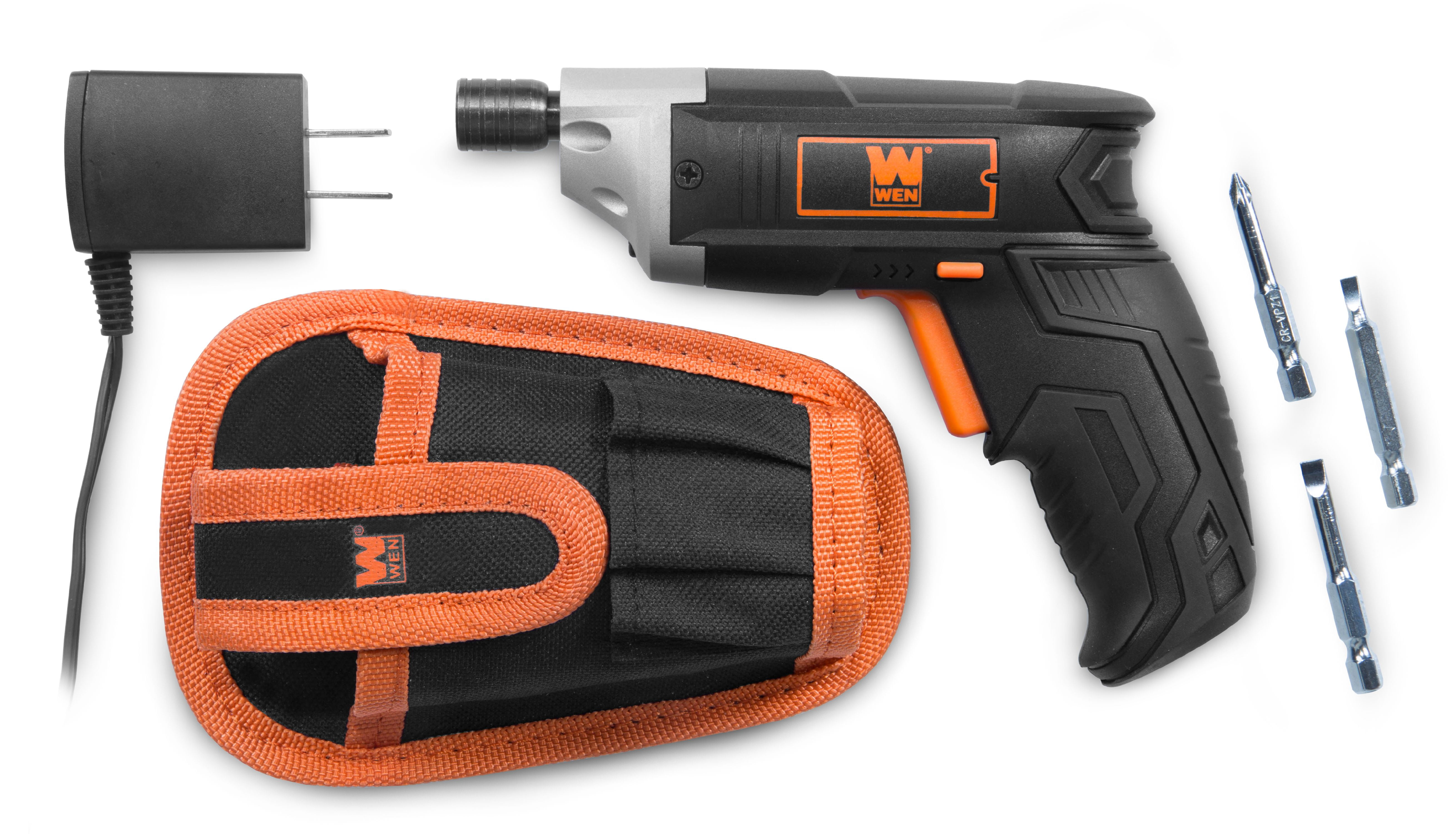 WEN 3.6V Lithium-Ion Cordless Electric Screwdriver with Bits and Belt Holster
