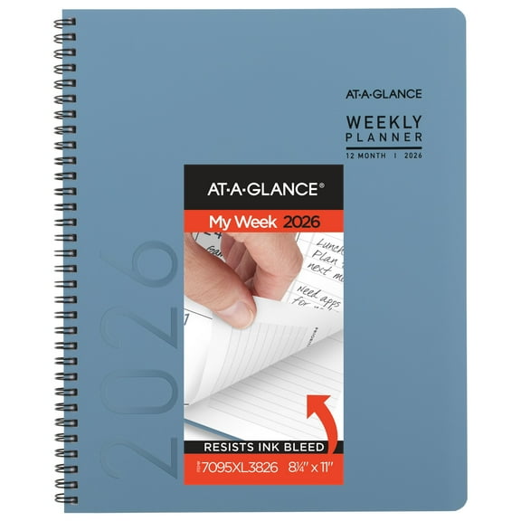 AT-A-GLANCE Contemporary Lite 2026 Weekly Monthly Planner Mineral Blue Large 8
