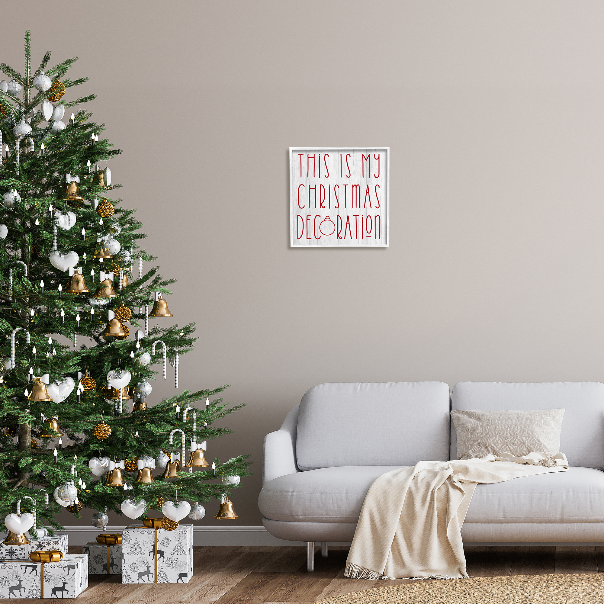 Stupell Industries My Christmas Decoration Humor Holiday Painting White Framed Art Print Wall Art, 17 x 17