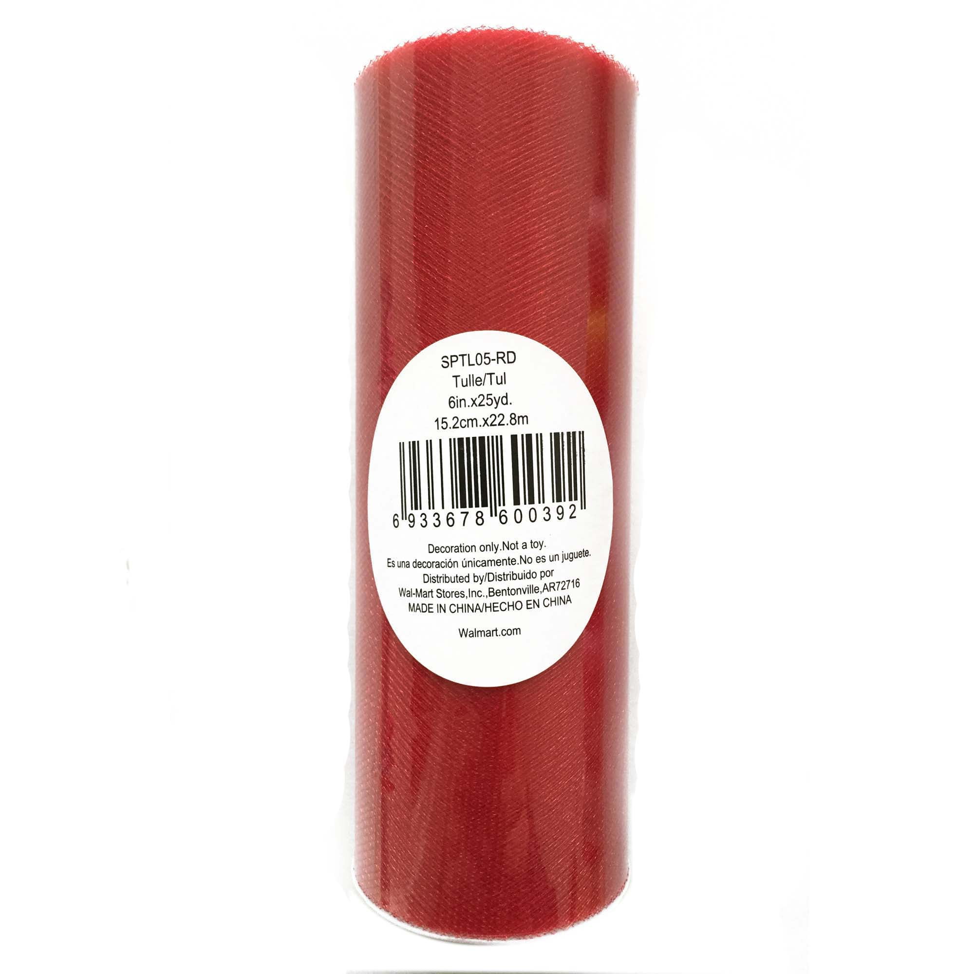 Fuzhou 6inch 25Yd Red Sparkle Tulle Fabric Spool,100% Polyester by the Bolt