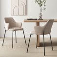 thumbnail image 4 of Gymax Dining Chairs Set of 2 w/ Curved Backrest Wide Seat & Armrests Durable Frame Beige, 4 of 9